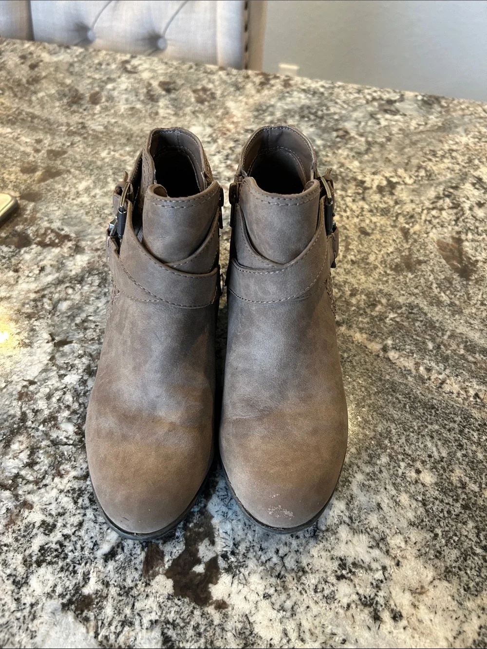 Indigo Rd Taupe Strap Ankle Booties with Decorative Buckles 6